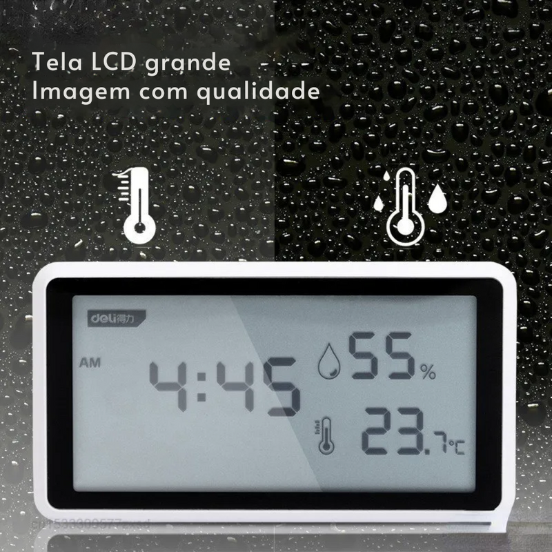 Estação Meteorológica de Alta Precisão com Termômetro Eletrônico, Higrômetro e Relógio de Mesa Xiaomi Deli - Mini Termômetro com Tela LCD